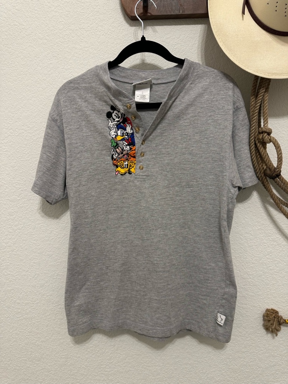Vintage Walt Disney World Embroidered "Mickey & Friends" Henley